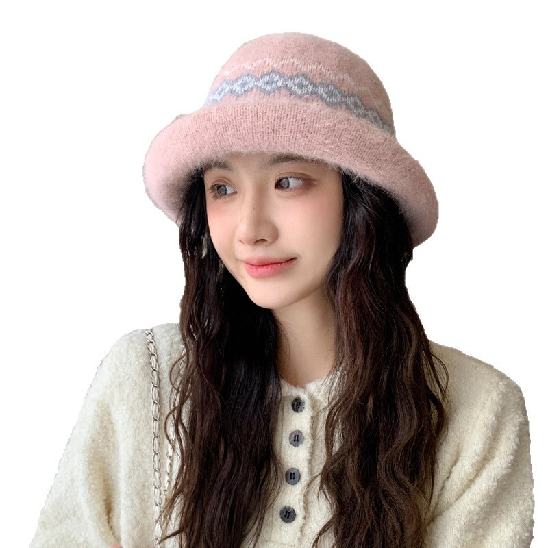 秋冬季防寒保暖渔夫帽甜美时尚百搭盆帽卷边护耳防风加厚帽子女款|undefined
