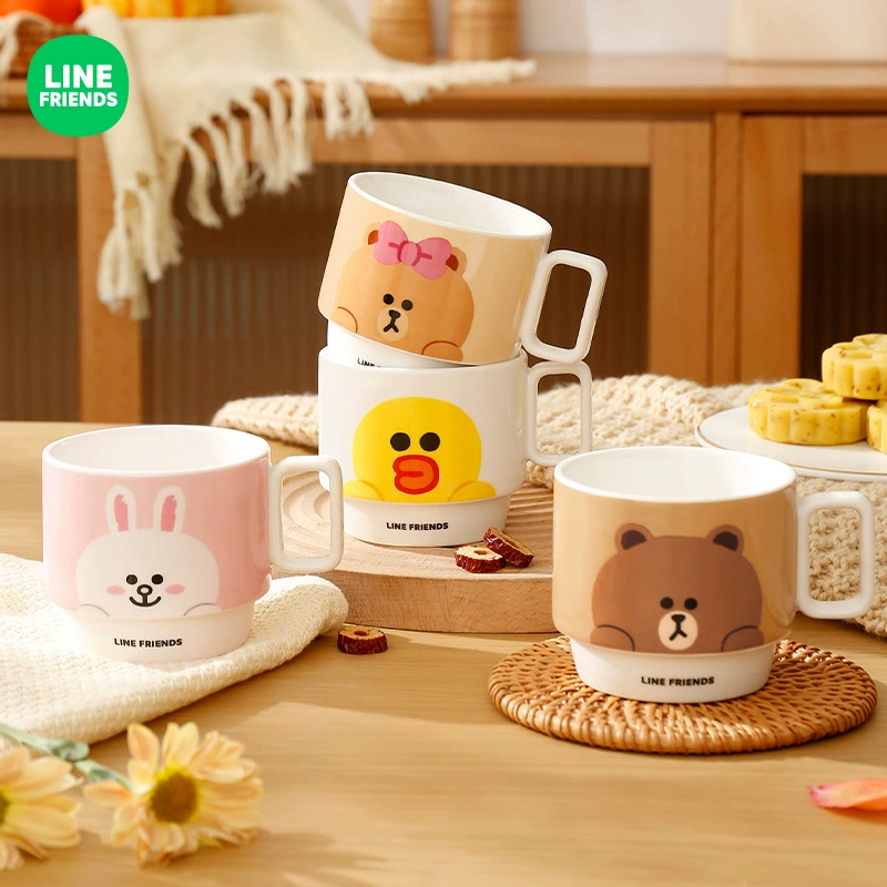 LINE Friends керамическая холодная бутылка для семьи, мультфильм, пара, пара стаканов для воды, высокий дизайн, новый водяной cup