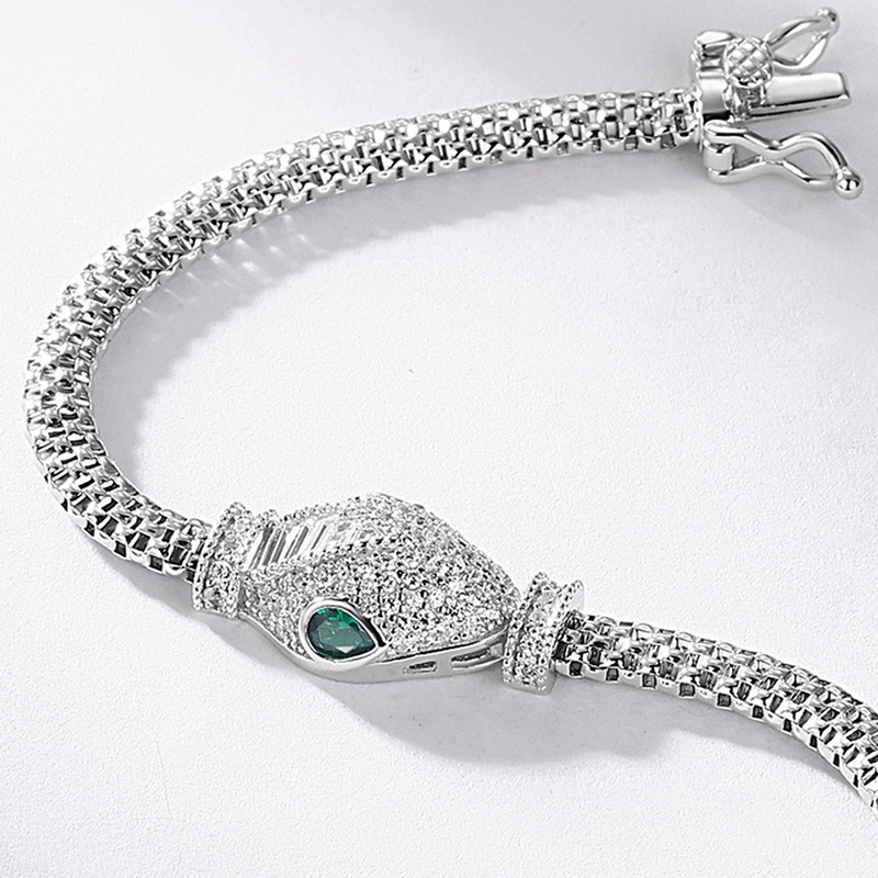 Modelo transfronterizo pulsera de serpiente de personalidad de lujo ligero S925 plata con incrustaciones de diamantes de diseño completo, joyería, estilo frío europeo y americano, estilo hip-hop