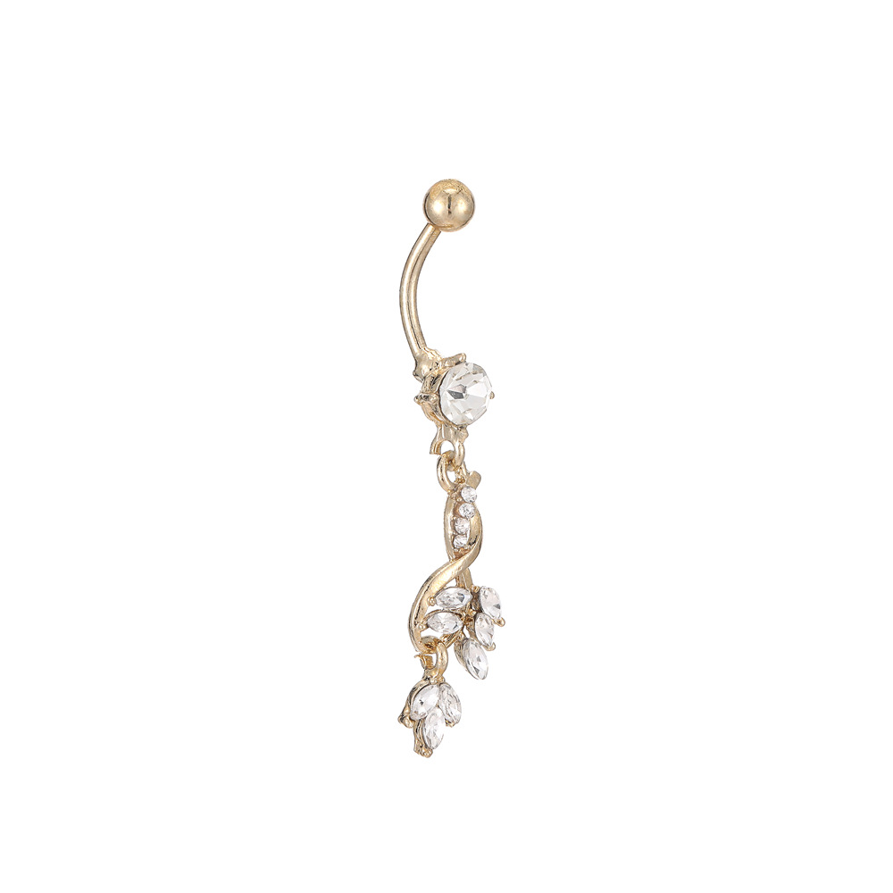 Piercing nombril cœur fleur avec strass bijou de corps luxe_voghion.com