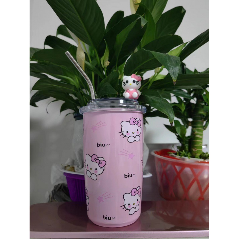 Sanli o Yugui perro coolomi 304 taza de vacío chica de alto aspecto lindo de los niños en línea Rojo estudiante KT gato taza de agua