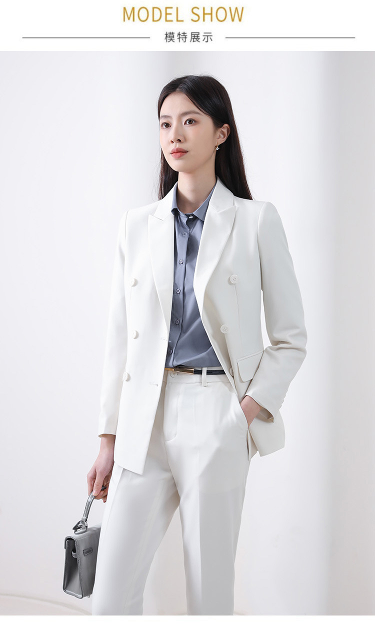 Áo vest blazer nữ hai hàng khuy dáng mỏng mùa hè, phong cách công sở cao cấp — Màu đen [quần trên] chi tiết 13