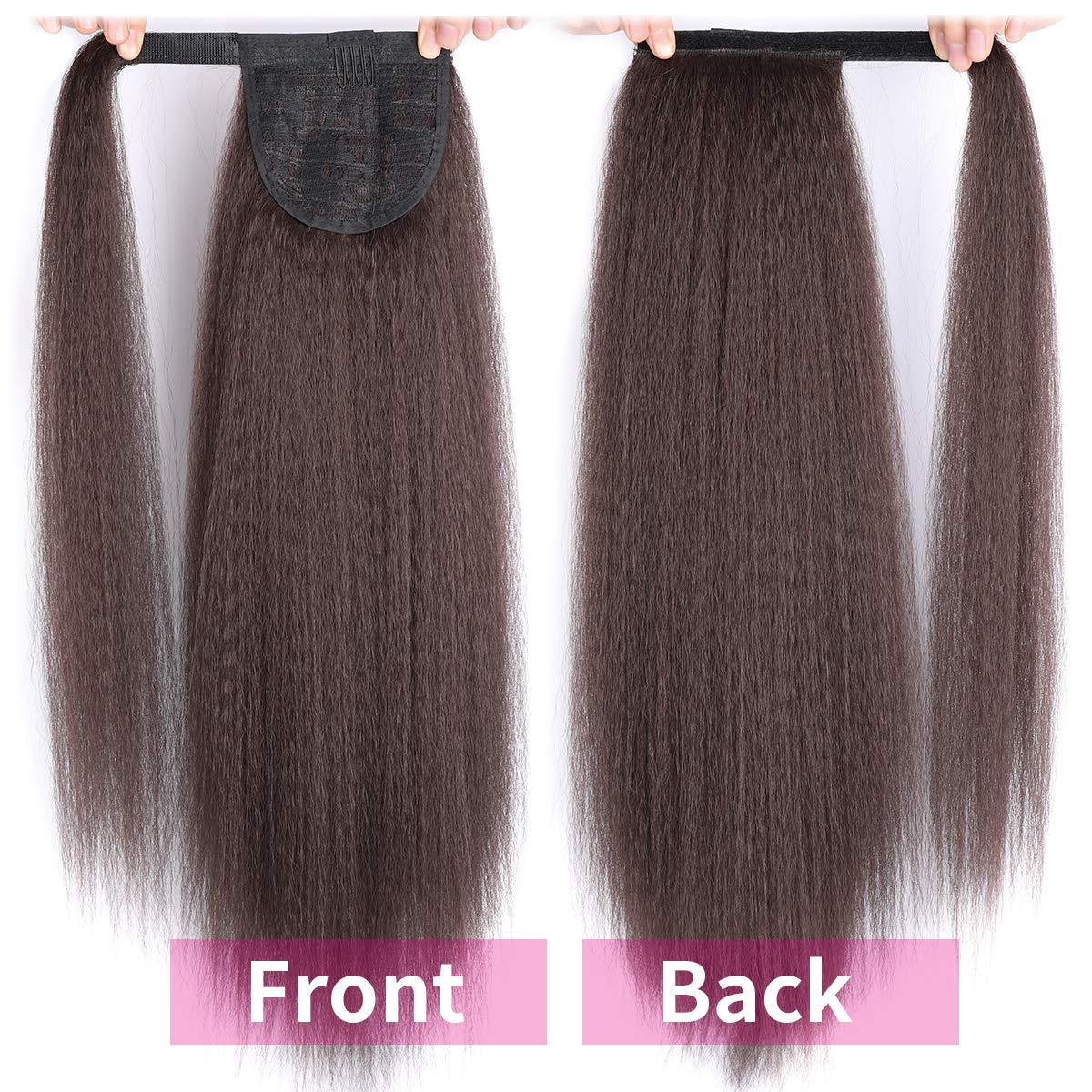 Perruque transfrontalière en fibre chimique, soie haute température, yaki, crépue droite, queue de cheval Velcro de 22 pouces, vente en gros_voghion.com