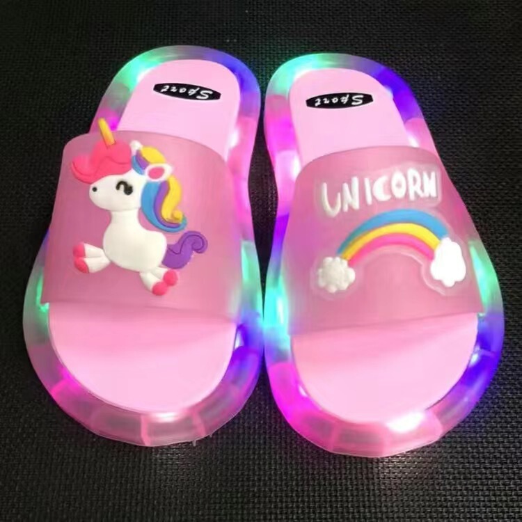 Cross-border luminous slippers women's summer wear cool cute cartoon flash LDE parent-child slippers wholesale