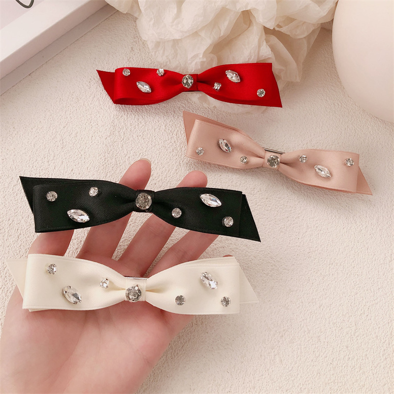 Nuevo super brillante diamante de diamante correa de arco abrazadera de cabello francesa temperamento alto franja lateral abrazadera de cabello rotura mujer