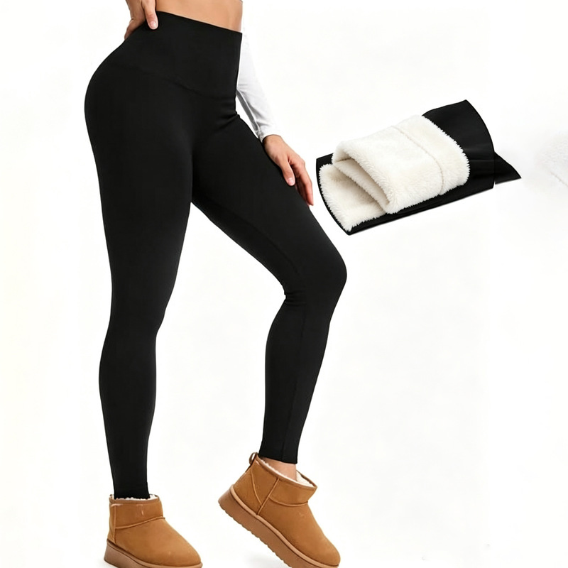 Autumn and winter fleece-lined tight yoga pants for women, European and American style, high-waisted, stretchy, slimming, suitable for outdoor wear, cross-border sports and fitness leggings