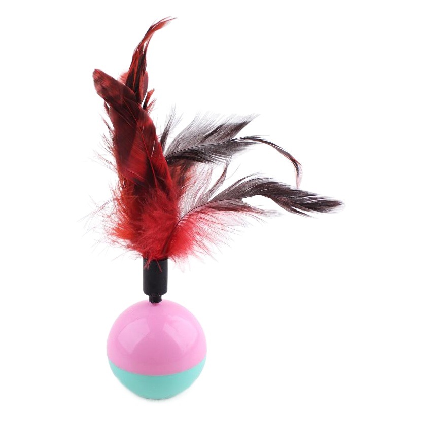 Hawo en stock al por mayor pluma estilo no invertida bola divertida gato juguete vaso pluma juguete 5,5 cm gato juguete