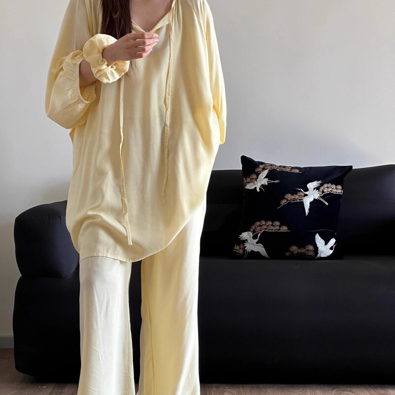 Romantic French Gentle Style Fat mm Large Size Pajamas Women's Long-Sleeved Pants Autumn Thin Suit Simple Home Wear Suit
