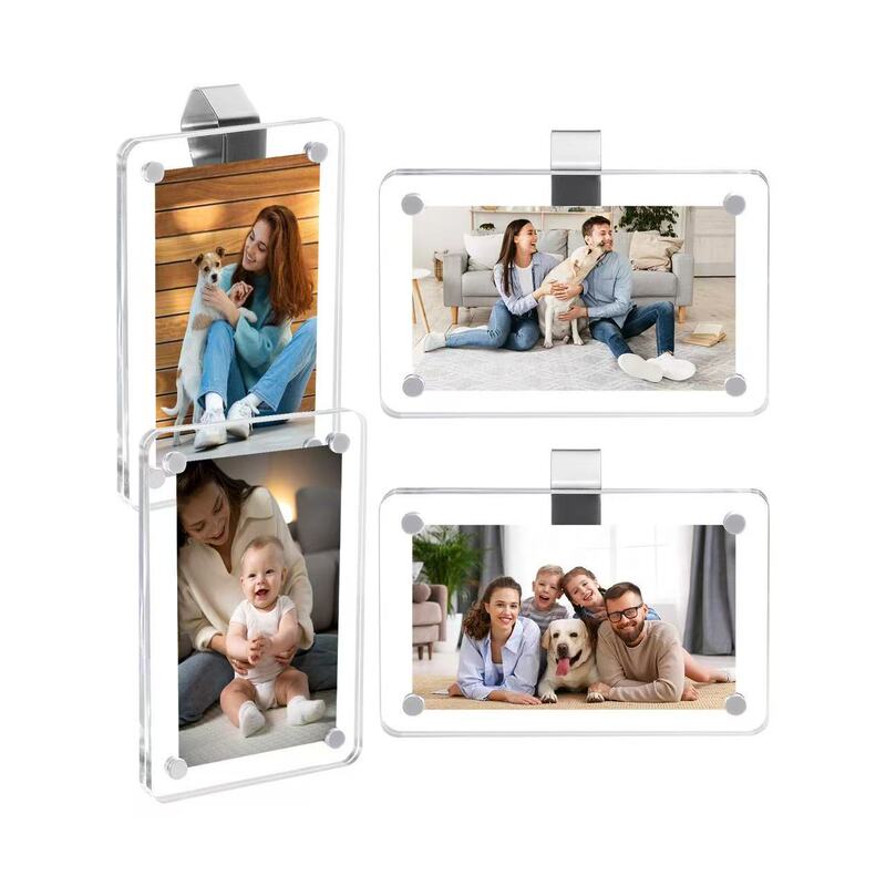 Cross-Border Best-Selling 4-Piece Set of Acrylic Sun Visor Car Photo Clip Holder Polaroid Instant Photo Frame 2