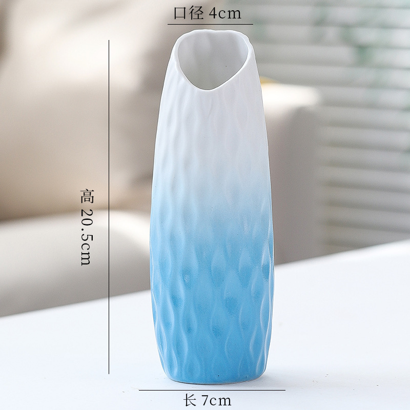 シンプルな現代の満天星陶磁器の花瓶の置物の客間の白い磁器の小さい清新な乾いた花の生け花の創意の陶磁器の花器|undefined
