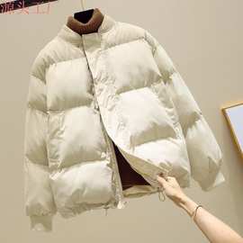 韩国米白色羽绒棉衣棉服女冬短款韩版宽松加厚面包服冬季棉袄外套