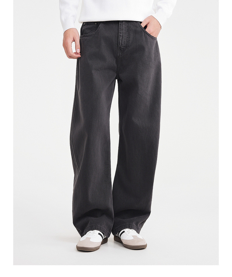 Quần jean nam ống rộng cotton phong cách Hàn Quốc — màu đen chi tiết 19