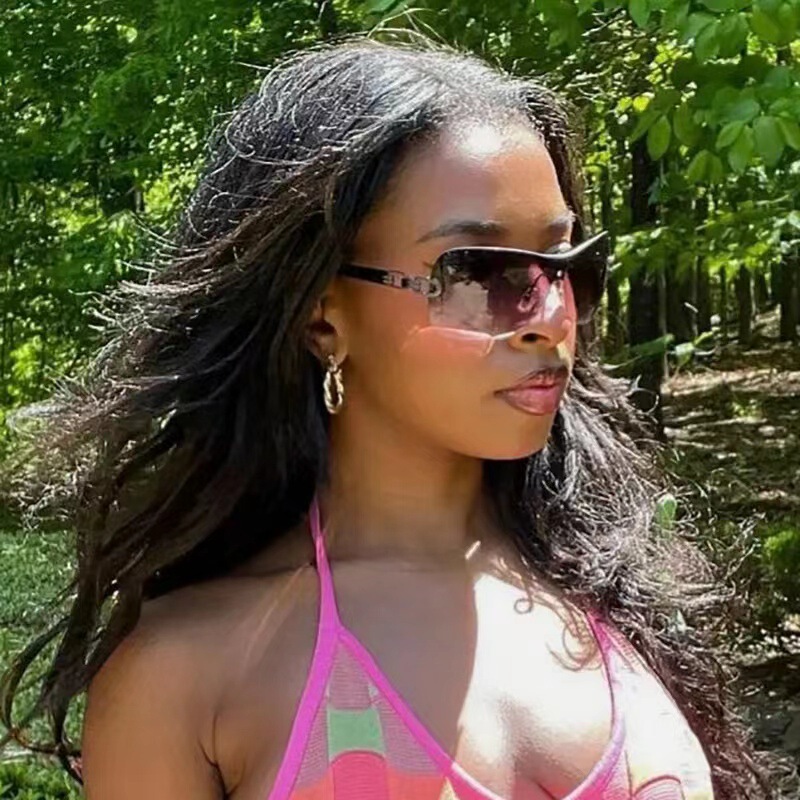 European and American new frameless y2g one-piece sunglasses Millennium hot girl fashion sunglasses high-grade sunglasses cross-border