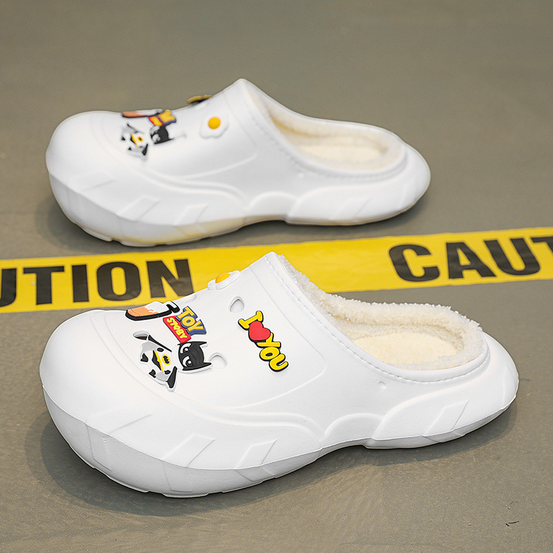 Baotou muffin transfronterizo grueso fondo agujero zapatos de mujer alta sensación de red red nuevo perezoso medio arrastrar zapatillas de playa