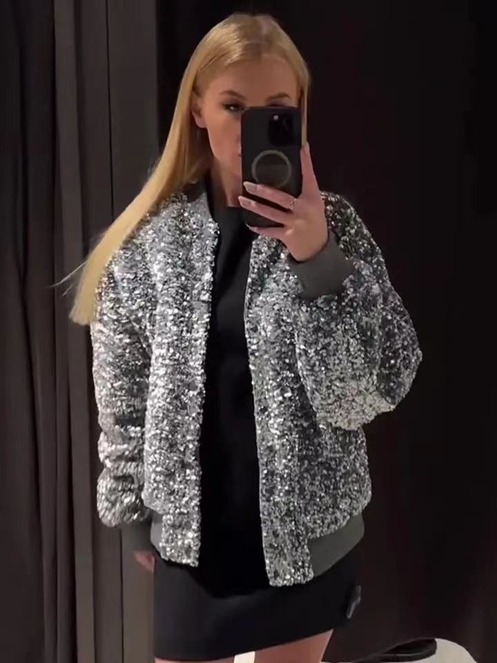 Giacca donna in flanella con paillettes stile elegante_voghion.com