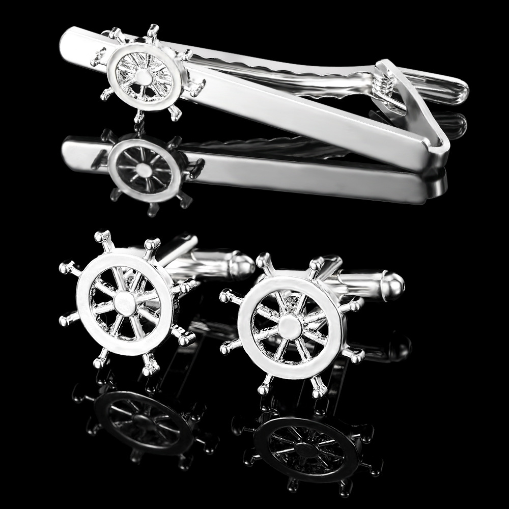 European and American Fashion Sailor Anchor Cufflinks Men's Business French Style Sleeve Nail Tie Clip suit Accessories Gift Boxes