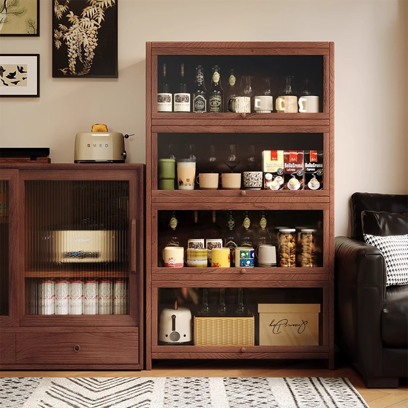 Portavasos de madera de estilo medio, mesa de comedor, estante de almacenamiento de tazas, taza de café, taza de agua, taza de té, armario de almacenamiento a prueba de polvo