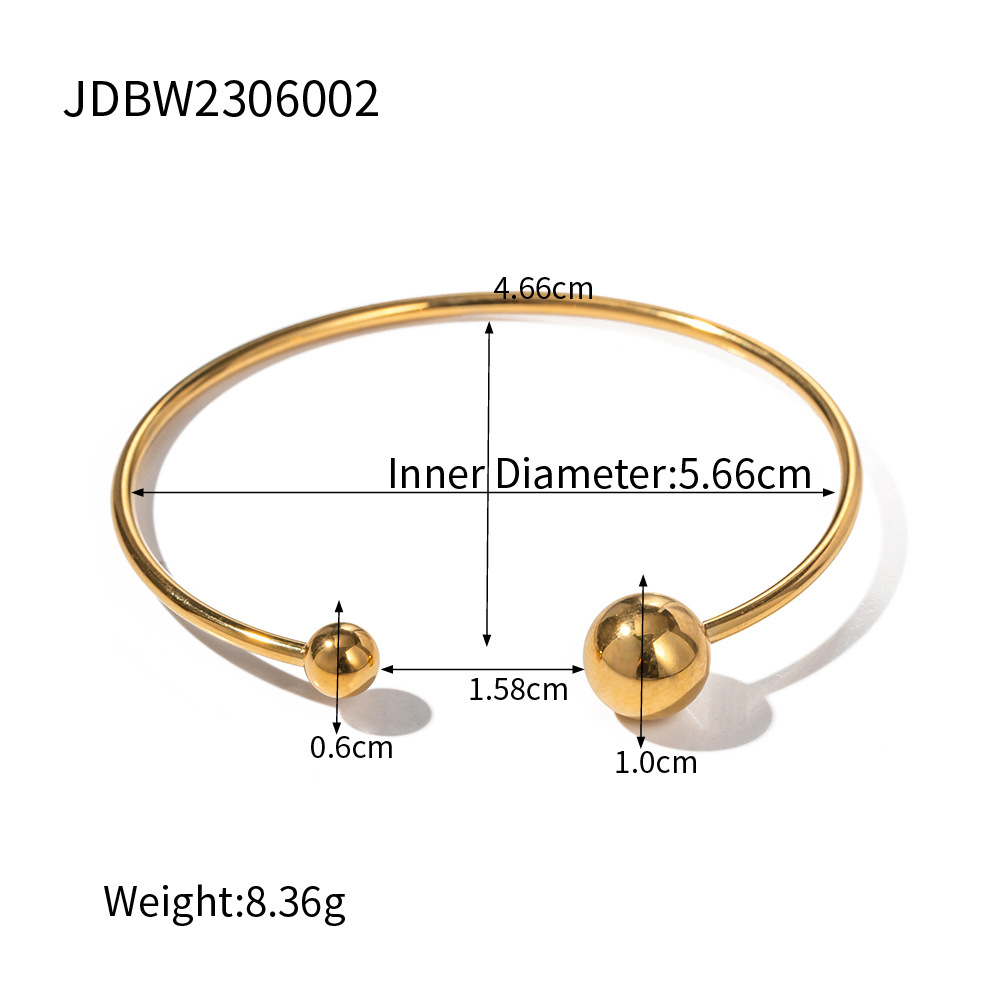 2023 nuevo estilo de moda celebridad en línea INS diseño 18K chapado en oro de acero inoxidable bola abierta pulsera joyería al por mayor