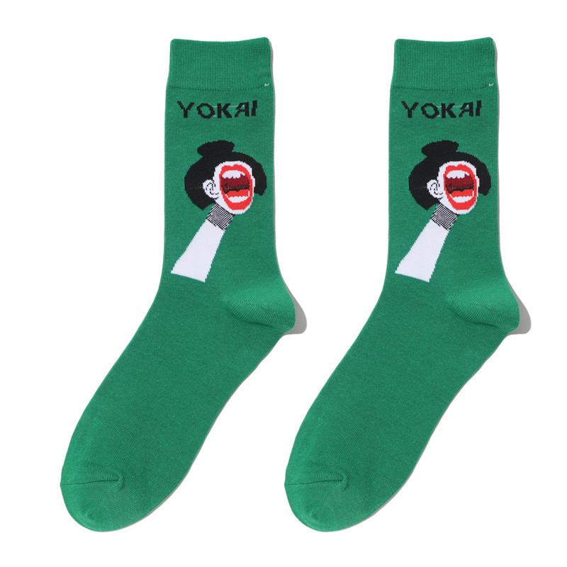 Male Japanese Monster Animation Socks Female Cotton Monster Story Sock Cartoon Personality Trend Boat Socks-5Prs 47 Img_5797