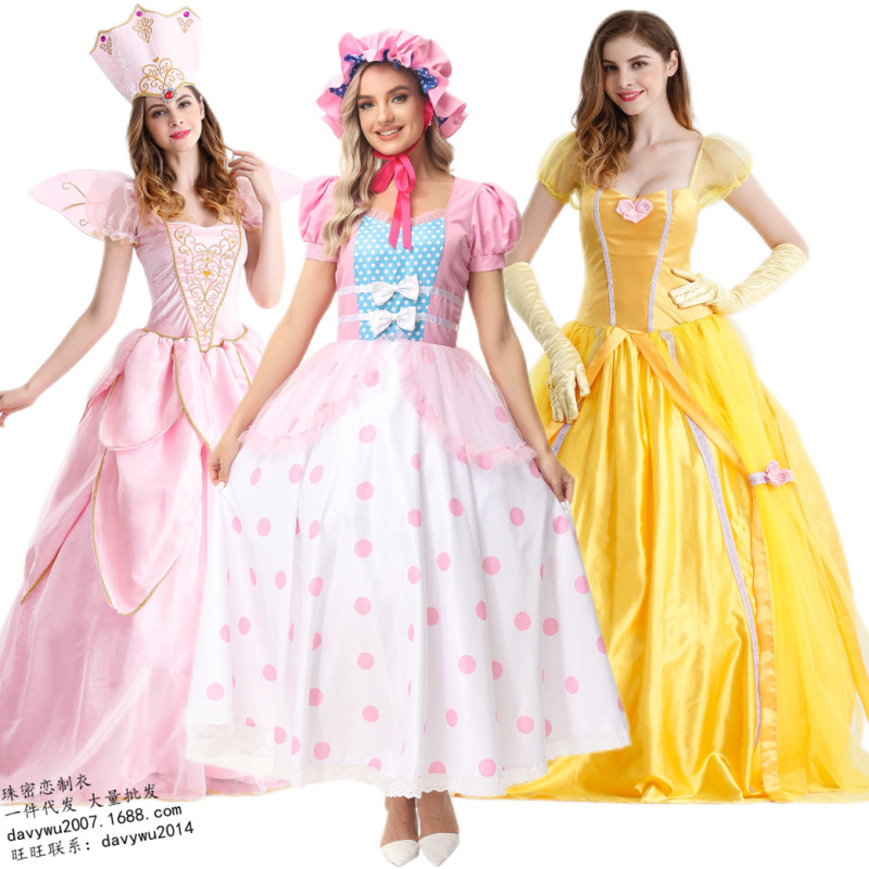 Golden Cinderella Snow White Dress Pink Fairy Godmother Toy Story Shepherdess Halloween Dance Party Golden Cinderella Snow White Dress Pink Fairy Godmother Toy Story Shepherdess Halloween Dance Party