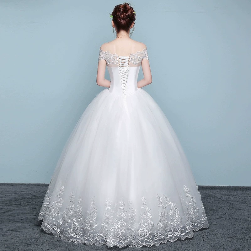 Wedding 2025 new temperament bride simplicity and neutral wedding dresses, shoulder, shoulder -style Korean small people are thin and slim