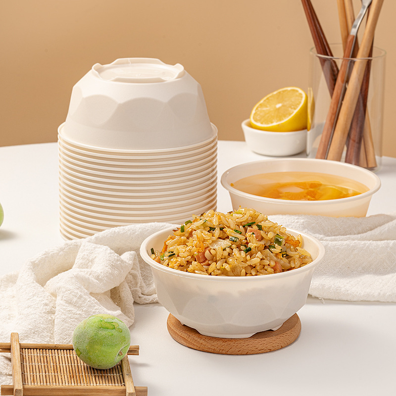 稻壳一次性碗筷食品级餐具圆碗可降解环保加厚酒席聚餐耐高温家用|undefined