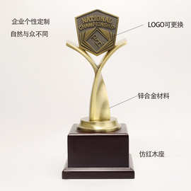 厂家批发金属合金创意奖杯木底座制做年会颁奖纪念品免费刻字