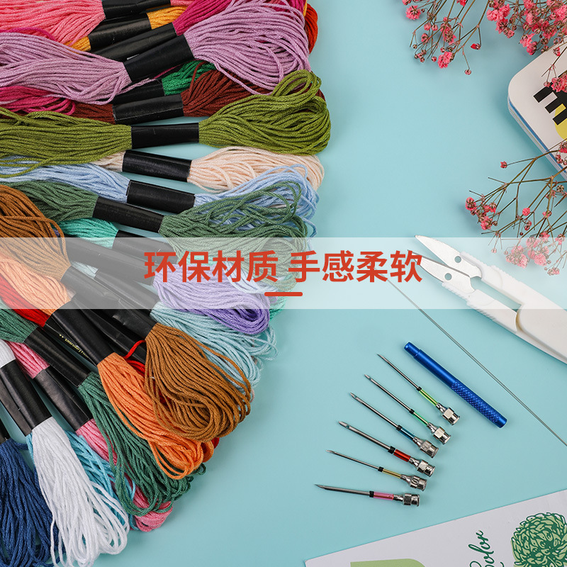 Hilo de punto de cruz de 42 colores, hilo de bordado de poliéster y algodón, bordado puntual, bordado de punto, bordado de punto de cruz