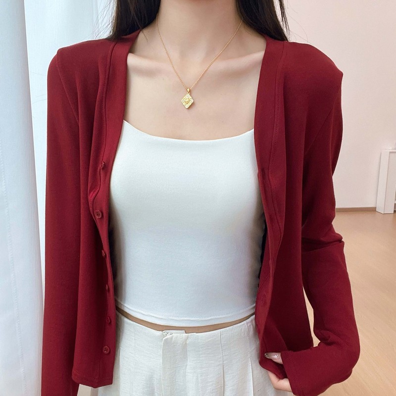 K2687严选针织开衫外套女春秋冬新款长袖上衣外搭高级感灰色外套|undefined