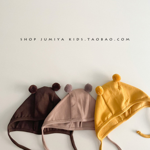 Cute and cute ~ ins Korean baby hat spring and autumn thin cotton 0-6 month old baby boy autumn ear protection hat
