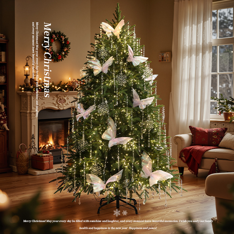 Transfronterizo nuevo PE cristal mariposa árbol de Navidad paquete luminoso hogar sala de estar DIY decoraciones de Navidad