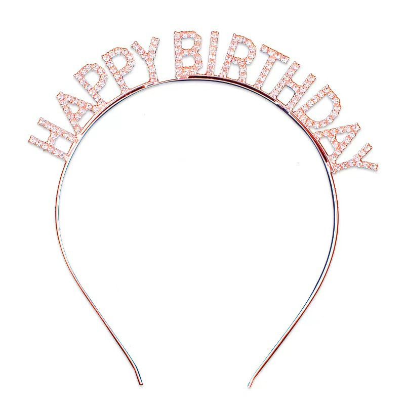 Comercio exterior feliz cumpleaños diadema con incrustaciones de diamantes fiesta de alta gama ambiente de fiesta accesorios fotográficos diadema accesorios para el cabello mujeres al por mayor