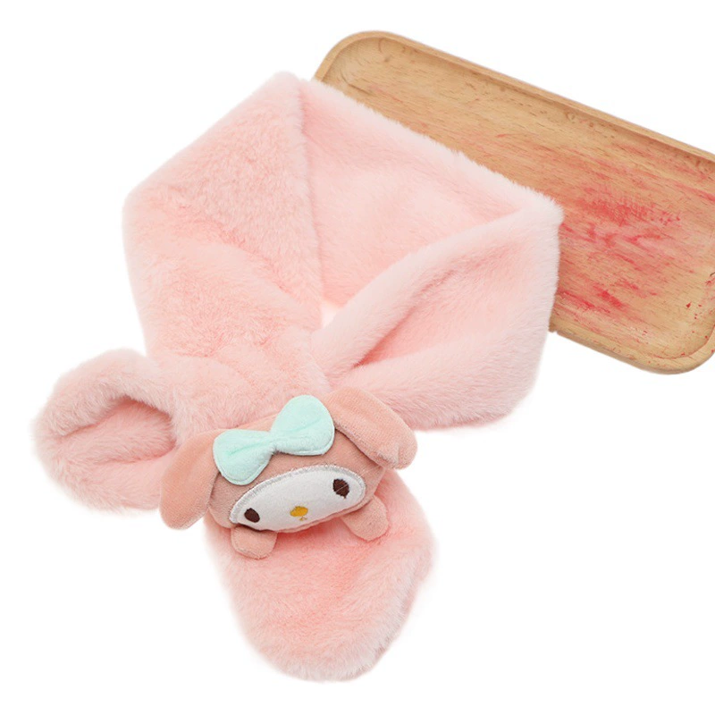 Детский мультяшный шарф, милый осенне-зимний новый плюшевый уличный теплый шарф из искусственного меха кролика для мальчиков и девочек