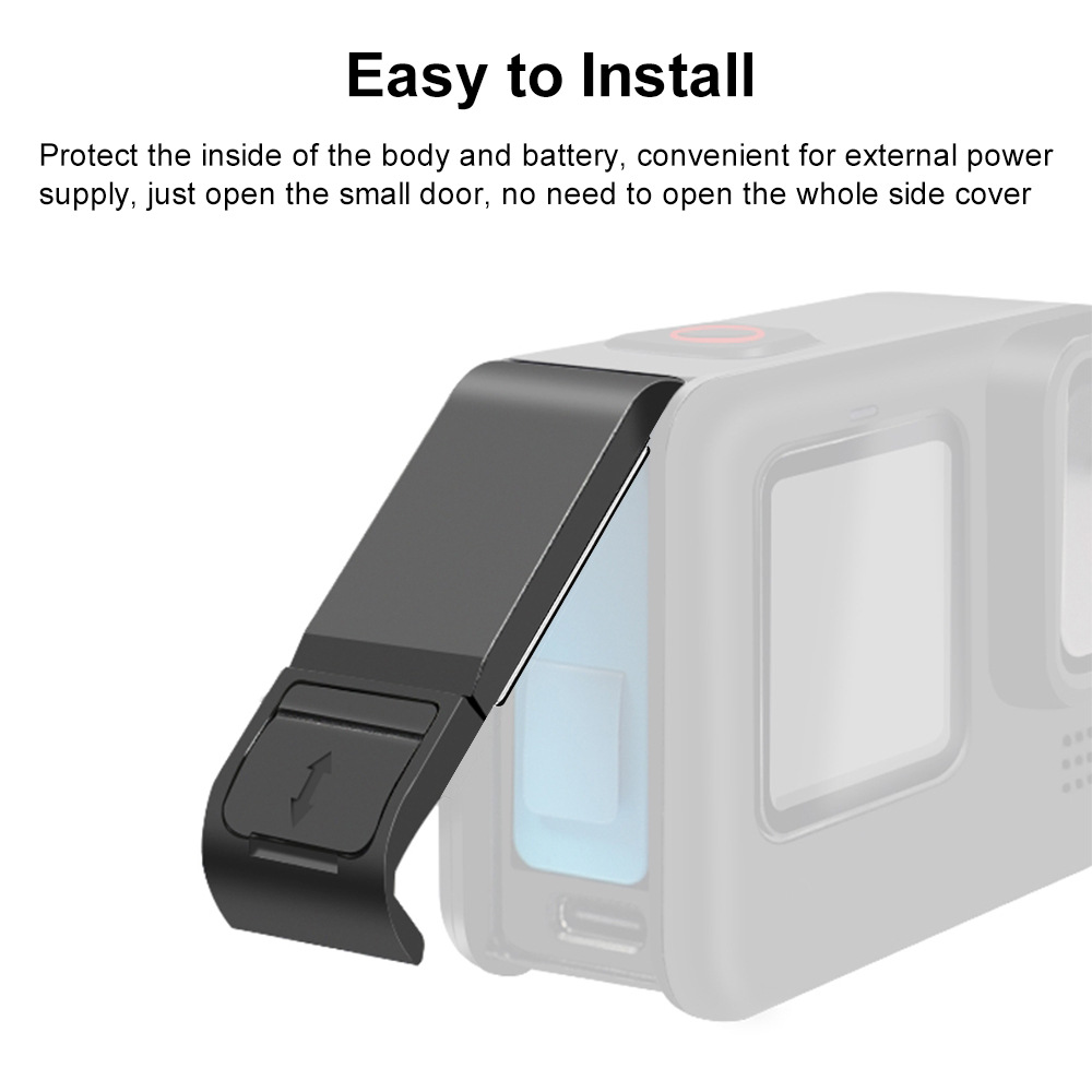 PULUZ es adecuado para GoPro HERO13/12 Black, cubierta lateral de batería de plástico, accesorios de cubierta lateral recargable.