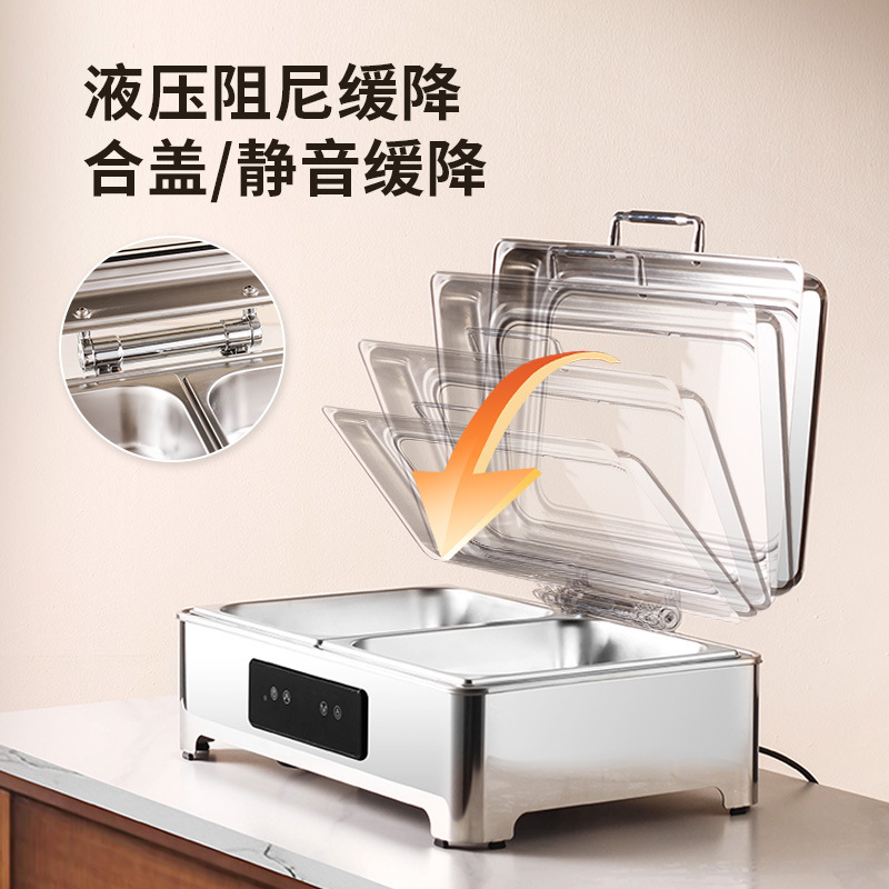 ステンレスビュッフェストーブホテル朝食電気加熱可視油圧ビュッフェストーブ断熱ポット商業ホットディッシュストーブ|undefined
