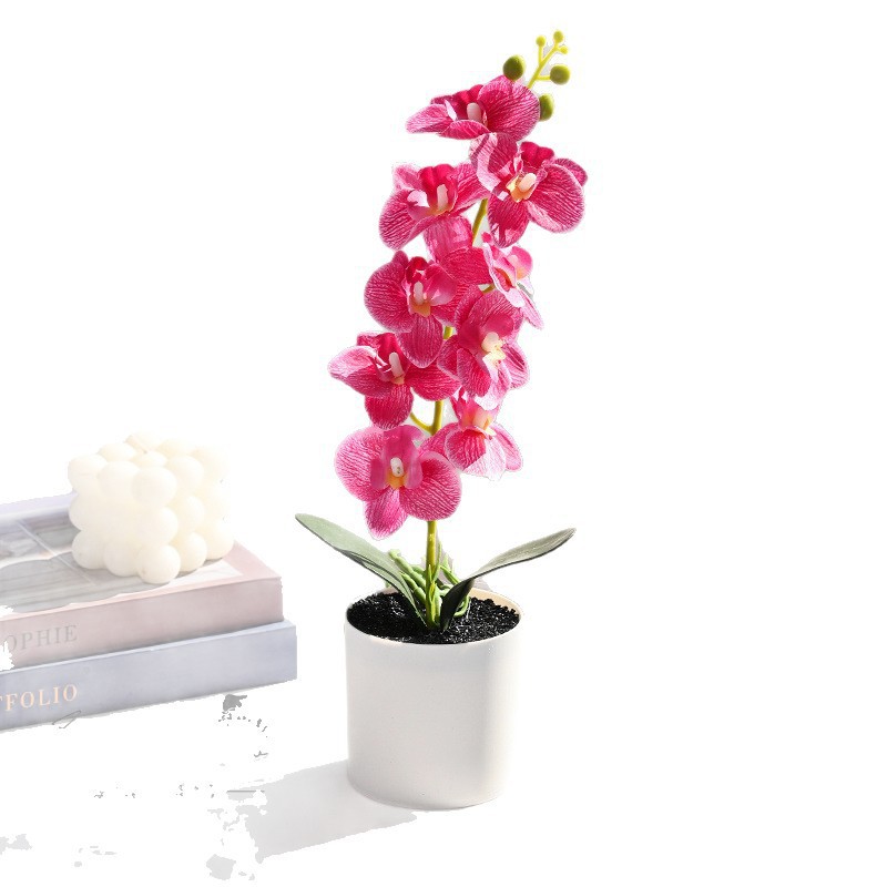 Orquídea de mariposa artificial pequeña decoración del hogar bonsai fotografía simulación flor verde decoración interior simulación maceta