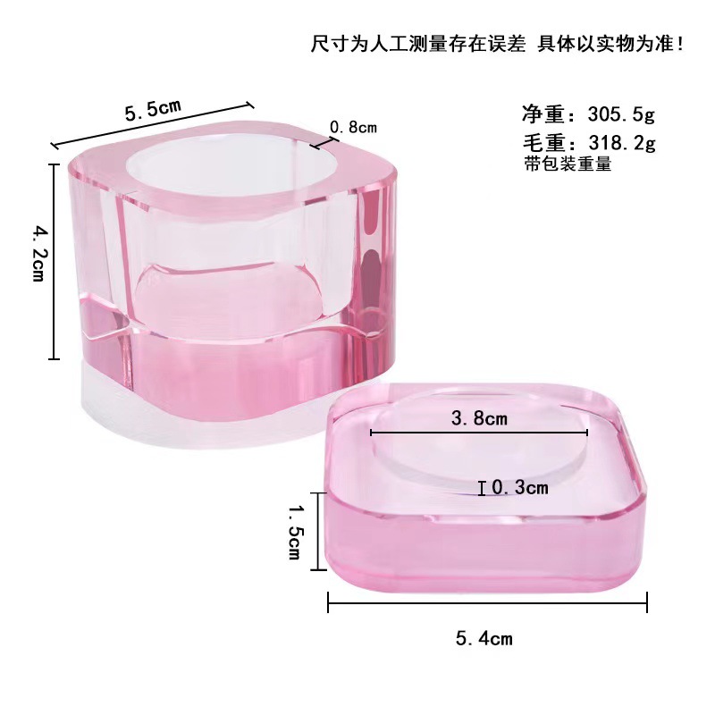 Nuevo tipo de alta calidad engrosado con tapa cuadrada taza de cristal anticolisión taza de lavado de lápiz de cristal líquido taza de manicuras