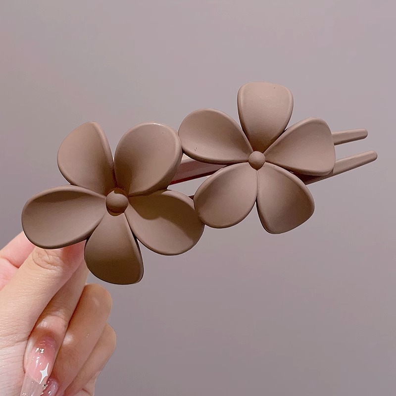 Clip de cabello de textura esmeriada flores de mujer boca de pato cabeza de grano de alto nivel clip de cabello de cabello