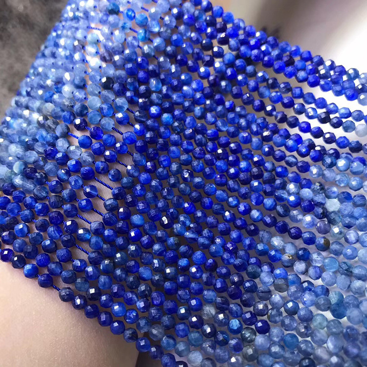 天然水晶 天然蓝晶石 随形散珠 蓝晶随型半成品长链 手链项链配珠