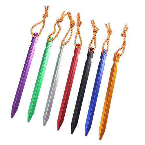 Outdoor tent canopy ground nails aluminum alloy camping triangular tent nails with rope nails camping accessories ground ding