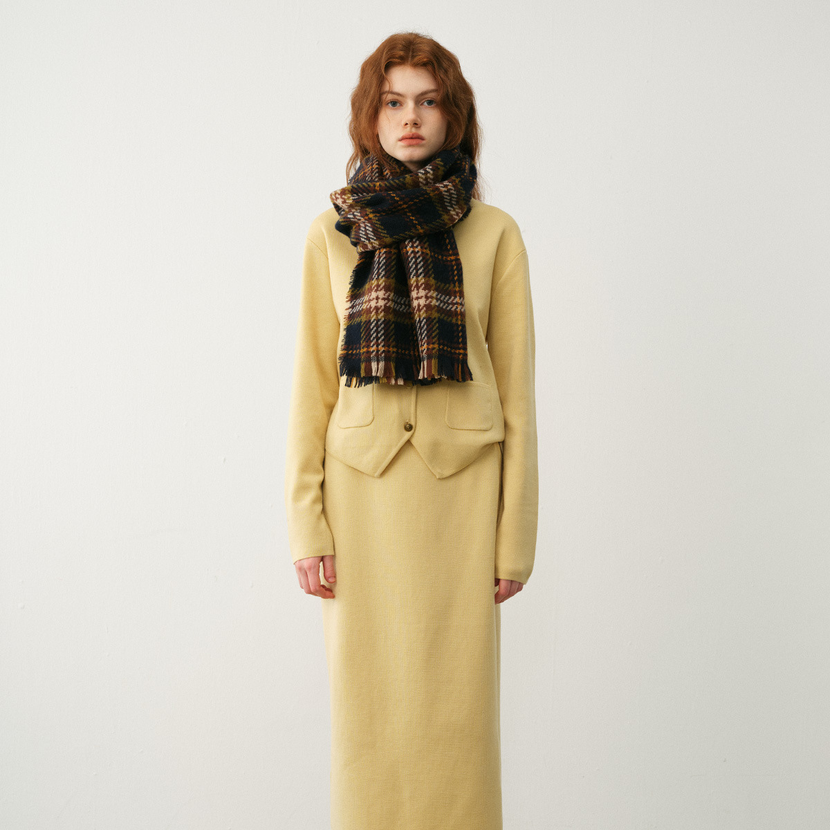 Cachecol xadrez de Natal com imitação de caxemira solta estilo britânico clássico para mulheres no inverno, macio e_voghion.com