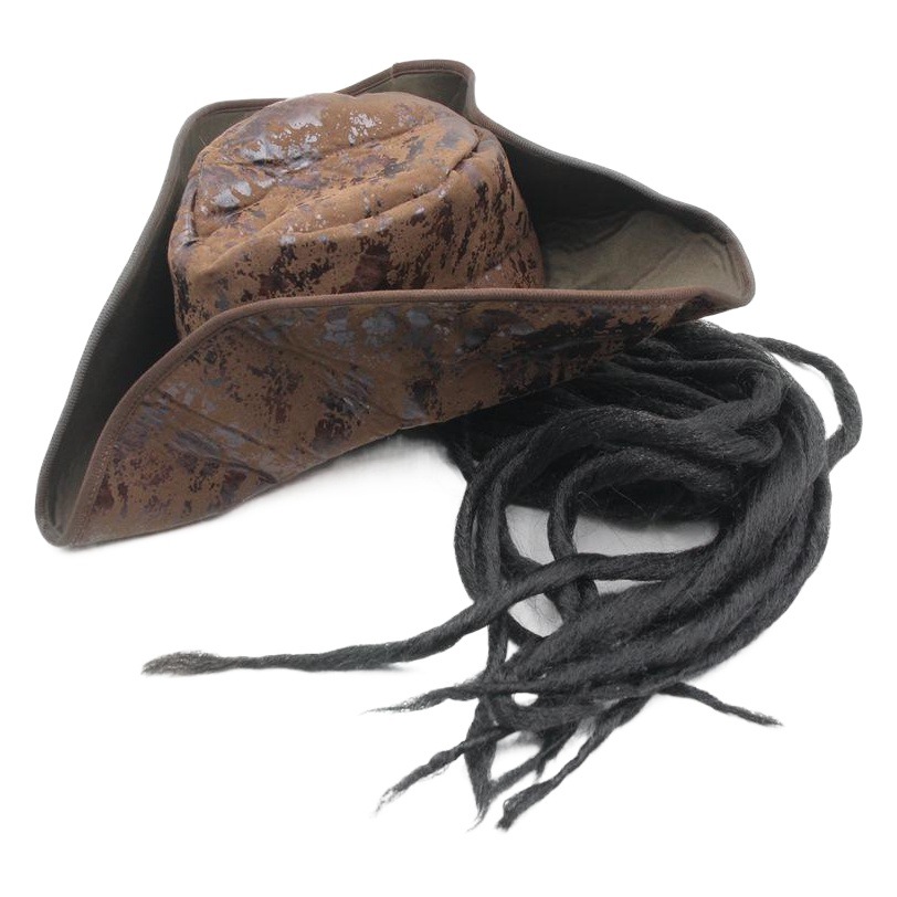 Halloween headwear capitán pirata sombrero peluca adulto Cosplay Caribe pirata sombrero papel Jack jugar