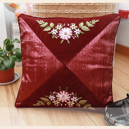 Fábrica al por mayor de color de impresión bordado de la cinta hecha a mano DIY paquete de material cojín funda de almohada flor frente mariposa volando doble platillo Flying dance