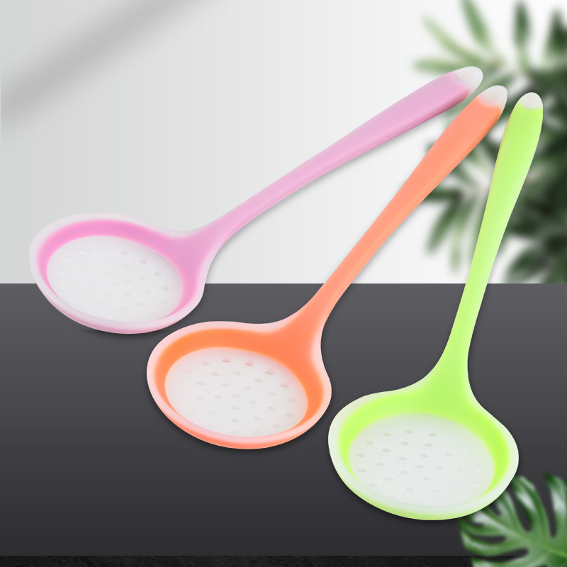 Spot utensilios de cocina translúcidos domésticos cucharas de silicona cucharas de filtro de aceite cucharas de silicona cucharas de residuos de filtro