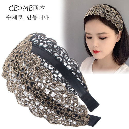 gold black lace headdress fashion hair hair hoop covered hairpin head hoop Latin ballroom dance lace headband for women girls hair band