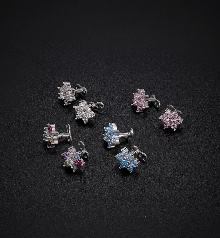 Silver pointed spike labret stud material detail