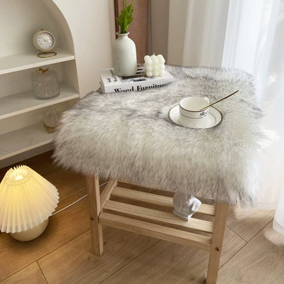 Wool pad — Imitation Wool Chair Cushion Desktop - 4040cm-square-white-gray-tip