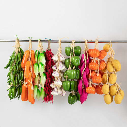 Simulation Fruit & Vegetable Hanging String for Farmhouse Decor: Artificial Potato, Corn, Chili Pepper, and Peanut Ornament Models as Props