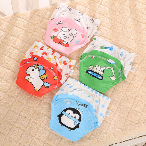 Infant training pants, washable 6-layer thick cotton diaper pants, baby cloth diapers, cotton learning pants, suitable for all seasons