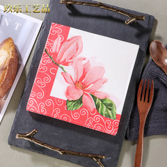花草花紋裝飾餐廳創意紙巾新款紅色花朵彩色印花餐巾紙紙巾